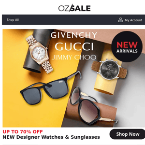 NEW! Givenchy, GUCCI, Jimmy Choo Watches & Sunnies