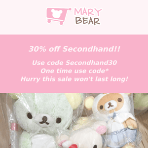 🛒30% off Your ENTIRE Secondhand CART!! 🛒