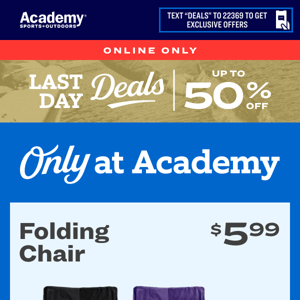 Academy Folding Chair, Only $5.99