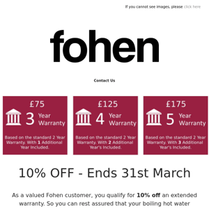 10% Off Fohen Tap Warranty