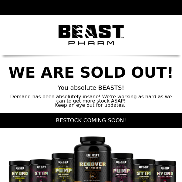 WE SOLD OUT! 😱💪💥