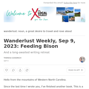Wanderlust Weekly, Sep 9, 2023: Feeding Bison