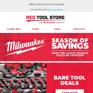 Milwaukee's Season of Savings - Up to 70% OFF Top Tool Categories