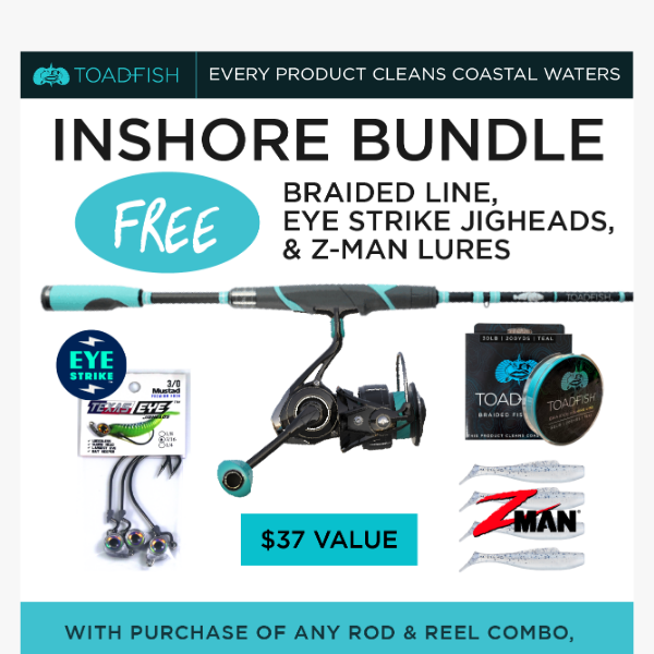 FREE Jigs, Lures & Braid with ALL Rod & Reel Combos! 🎣