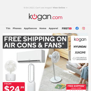 Free Shipping on Air Cons & Fans^ - Get Set for Summer Now!