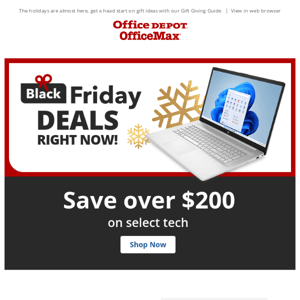 Get your Black Friday deals RIGHT NOW! Save over $200 on select Tech