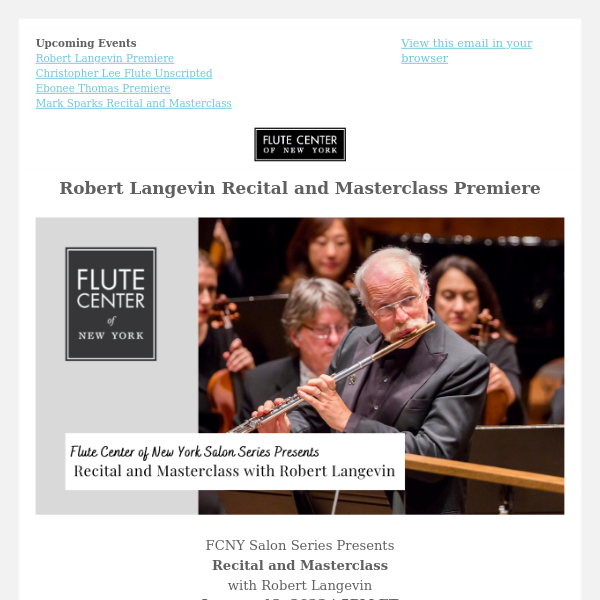 Robert Langevin Recital and Masterclass Premiere ⭐