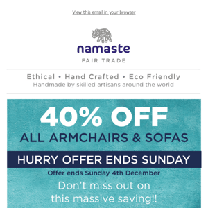 OFFER ENDS THIS SUNDAY - A Massive 40% Off All Armchairs & Sofas!!