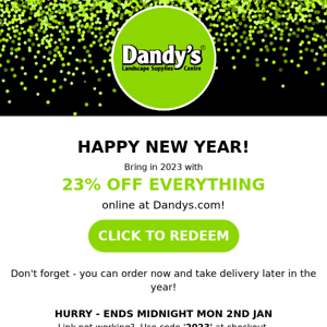 Bring in 2023 with 23% off! 🎉 💚🎉