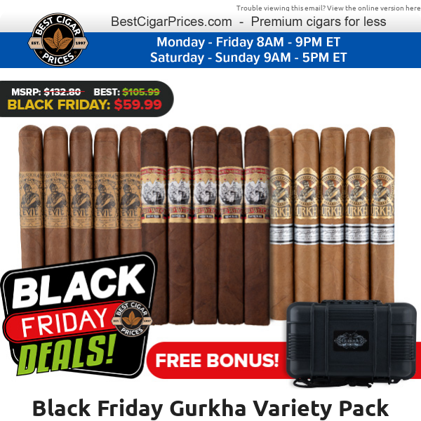 ⚫ Black Friday Gurkha Variety Pack Deal Only $59.99 + Free Shipping + Free Travel Humidor ⚫
