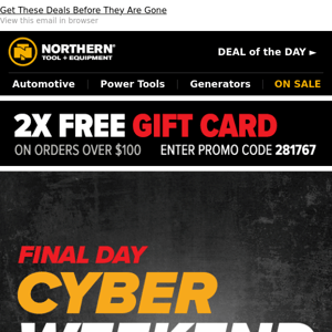 Cyber Savings End Tonight + Free Gift Card Up To A $200 Value