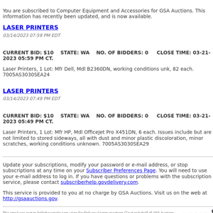 GSA Auctions Computer Equipment and Accessories Update