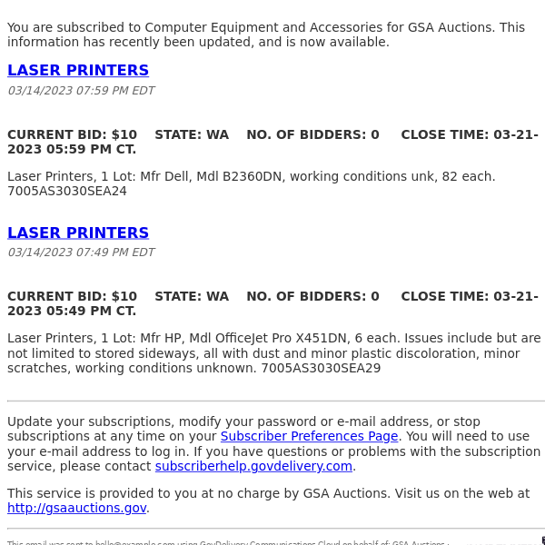 GSA Auctions Computer Equipment and Accessories Update