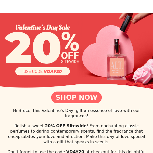 20% OFF the Perfect Valentine's Day Gifts