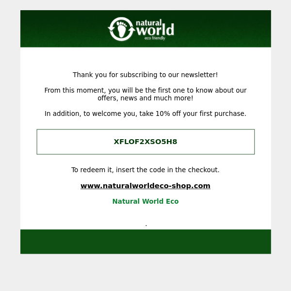 Natural World Eco Shop: Thanks for subscribing