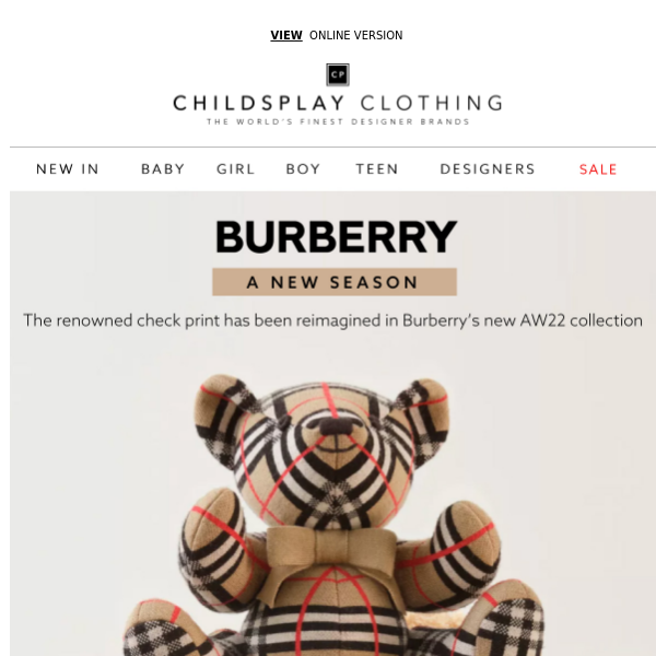 NEW Season Burberry Has Landed - Childsplay Clothing