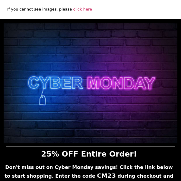 Cyber Monday Sale = 25% OFF!