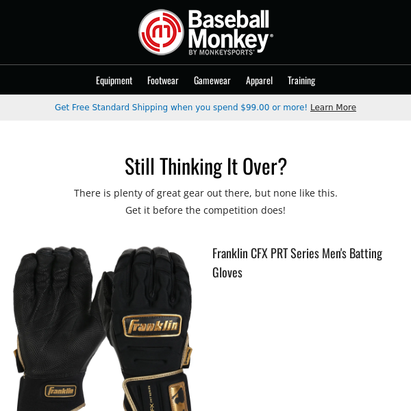 Saved for you: Franklin CFX PRT Series Men's Batting Gloves