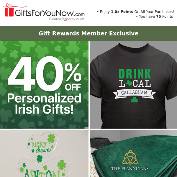 ☘️40% Off Personalized Irish Gifts!