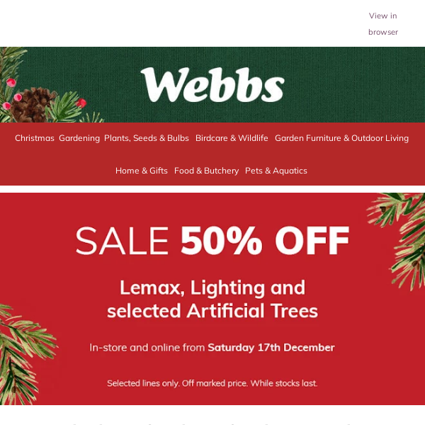 50% off Lemax, Lights and Artificial Trees