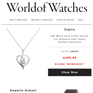 🌹ACT FAST: Extra $421 Off Gevril · $184 Off Espira Necklace · $156 Off Emporio Armani Watch · Visconti Pen $75 + More!