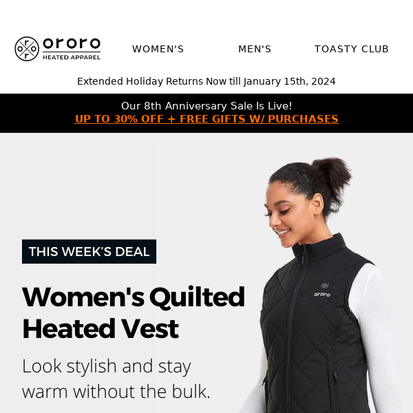 Just Added: $50 OFF Quilted Heated Vest for Ladies!