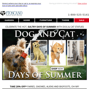 🐈 Last Chance! SHOP our Dog & Cat Days of Summer Pet Statue Collection NOW 🐕