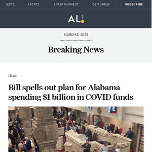 Bill spells out plan for Alabama spending $1 billion in COVID funds