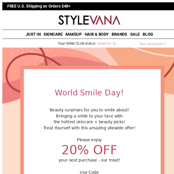 World Smile Day! 20% OFF at Stylevana, *THIS* way!
