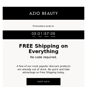 FREE SHIPPING on everything at Azio Beauty