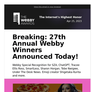 27th Annual Webby Winners Announced Today! 🏆