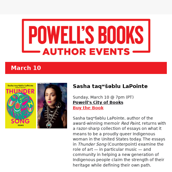 Powell’s Author Events: Sarah Rose Etter, Yashica Dutt, Marie-Helene Bertino, and more