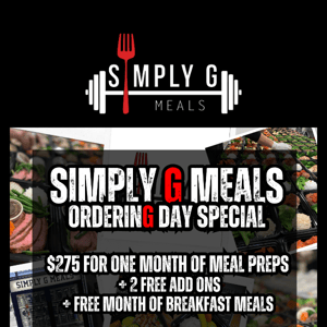 🌟Hurry! It's Ordering Day at Simply G Meals - Specials End Today!