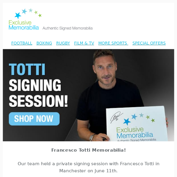NEW Francesco Totti Signed Memorabilia! ⚽
