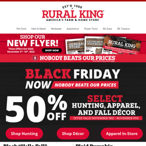 3 Days Left To Grab 50% Off Fall Décor, Select Hunting & Already Reduced Apparel!