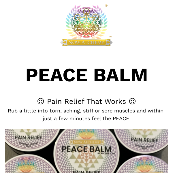 PEACE BALM - Pain Relief Cream - BACK IN STOCK!