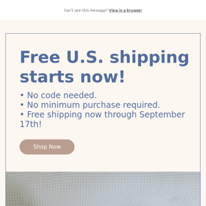Free shipping starts now!