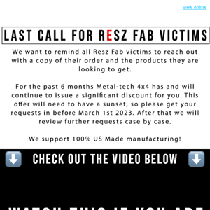 Last Call for RESZ FAB Victims❗