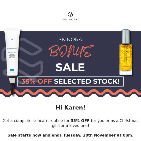 Bonus sale: 35% OFF selected skincare products!