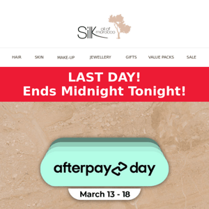 LAST DAY! 30% OFF Sitewide – AFTERPAY DAY SALE!