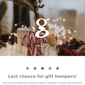 Last chance for hand-delivered Christmas hampers!