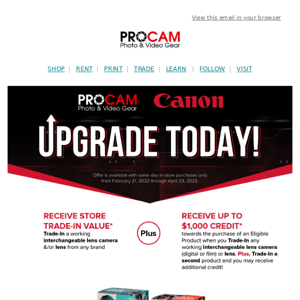 Upgrade NOW: Canon Trade-up Bonuses