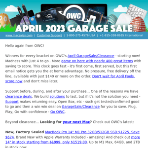 ☘️ Clock is running, OWC April GarageSale/Clearance - Starts Now 🏀