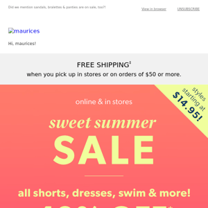 40% off shorts, dresses, swim & more. SWEET! 🥰