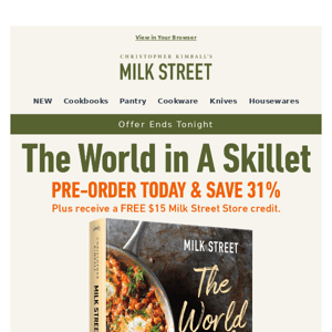 Ends Tonight! Get 31% off our NEW cookbook "The World In A Skillet"