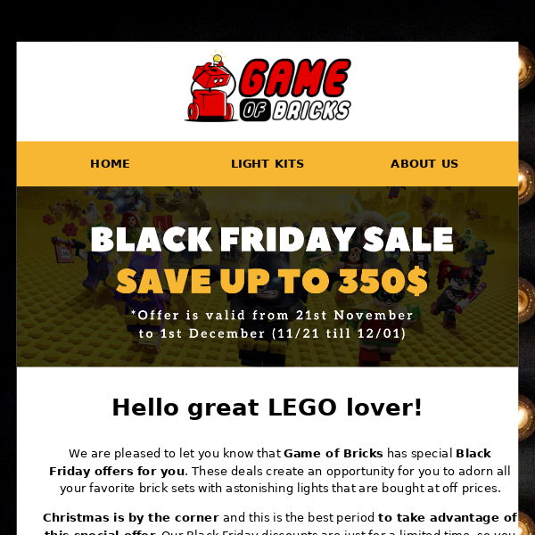 🔥Black Friday Sale: Save up to $350 / LEGO Lights💡