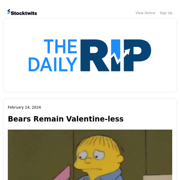 Bears Remain Valentine-less