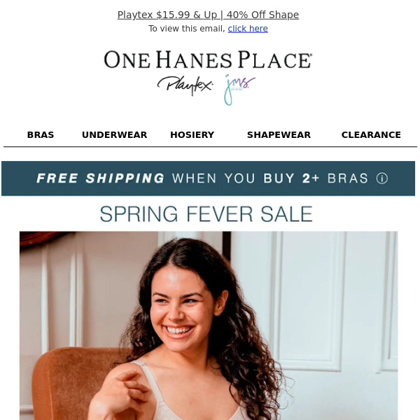 Flash Sale: Bras from $15.99 + Bras Ship FREE - OneHanesPlace Email Archive