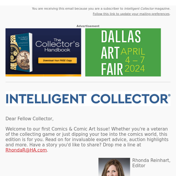 Your Intelligent Collector Special Delivery Newsletter