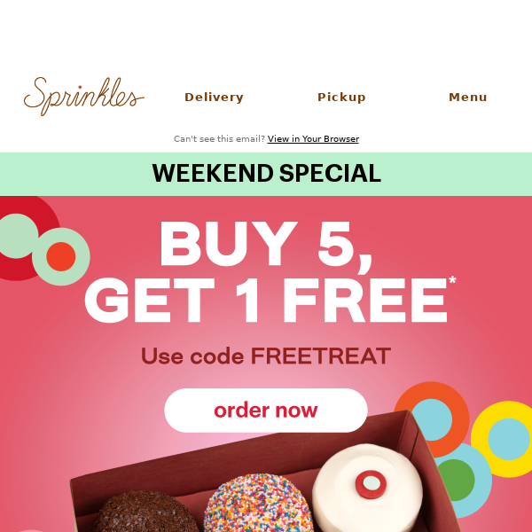 Get a FREE cupcake when you buy 5!